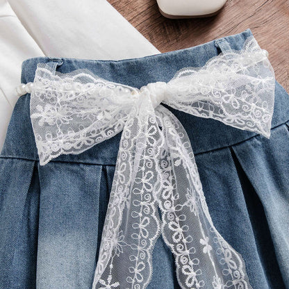 Sweet Dress With White Sleeve Splicing