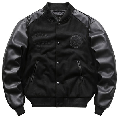 Men's Retro Embroidered Print Thick Baseball Jacket