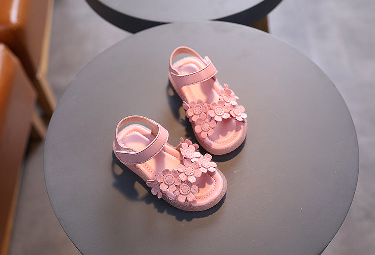 Adorable Girls Flower Sandals - Cute & Comfortable with Non-slip Soft Sole - Secure Slip-on Hook & Loop Fastener - Perfect for Playful Summer Days