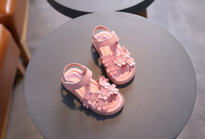Adorable Girls Flower Sandals - Cute & Comfortable with Non-slip Soft Sole - Secure Slip-on Hook & Loop Fastener - Perfect for Playful Summer Days