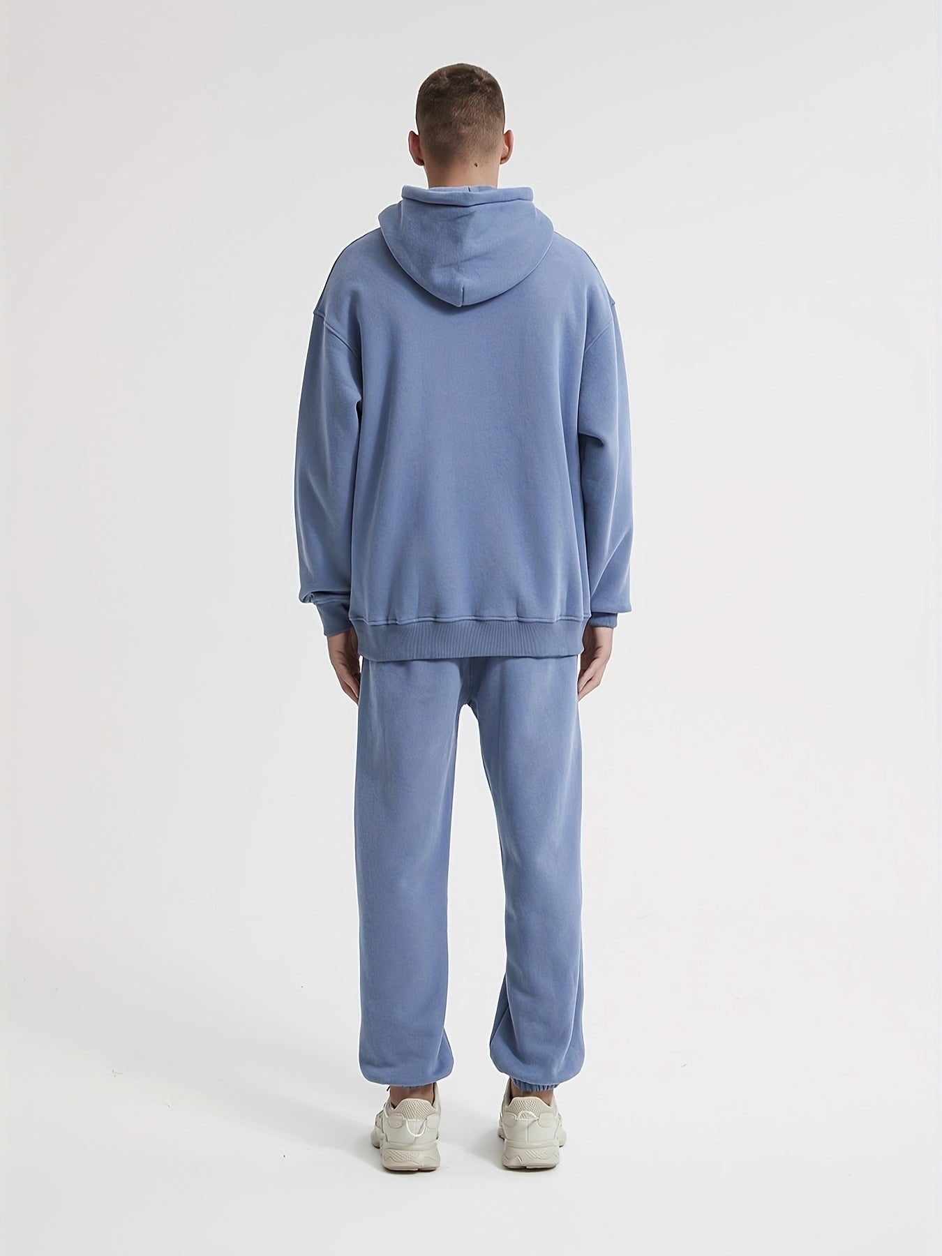 Herren-Kapuzenpullover in Himmelblau, lässiges Sweatshirt aus Polyester und Baumwolle, Oversized