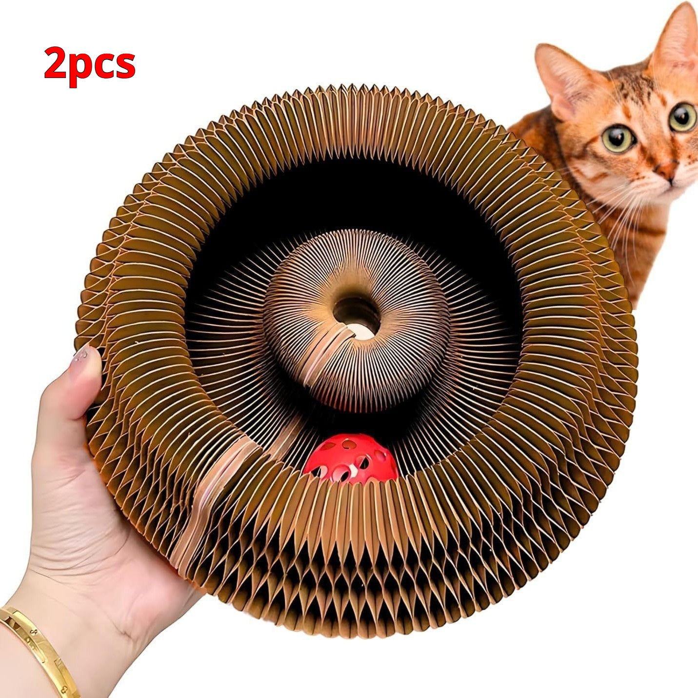 Cat Toy With Bells Accordion-style Scratching Post For Cats