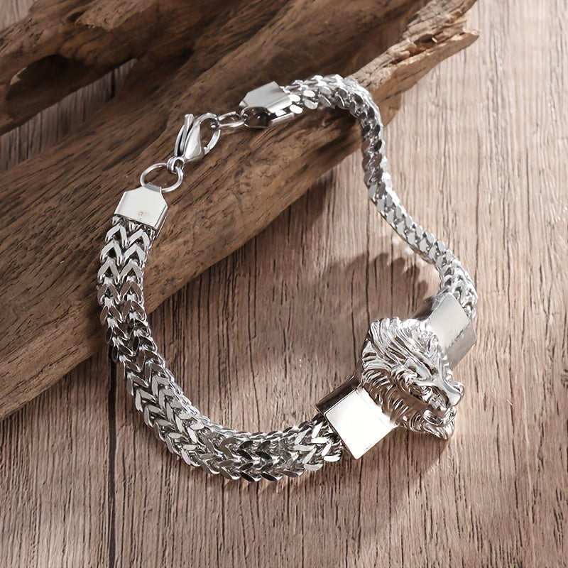 Fashion Stainless Steel Chain Bracelet Lion Head Bracelet For Men Party Biker Jewelry Gifts