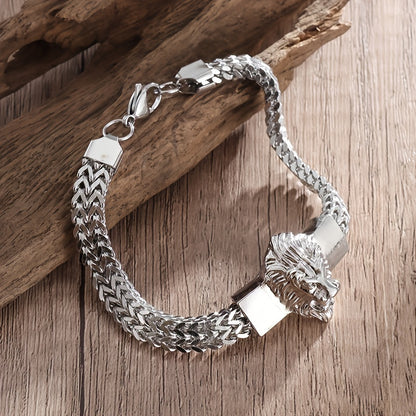 Fashion Stainless Steel Chain Bracelet Lion Head Bracelet For Men Party Biker Jewelry Gifts