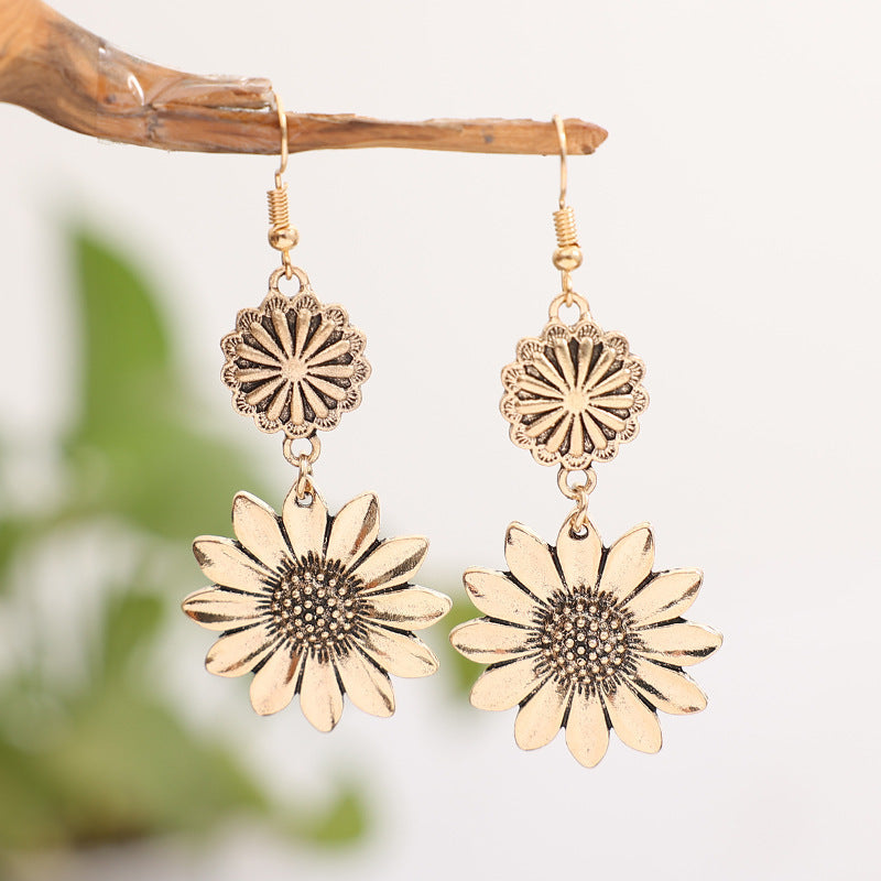 Retro Sunflower Earrings INS Fashion Jewelry Gift Women