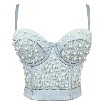 Shapewear Short Outerwear Sexy Womens Denim Bustier Vest