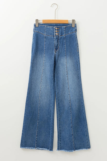 Women's Solid-Color Fashionable Casual Slimming Flared Denim Trousers
