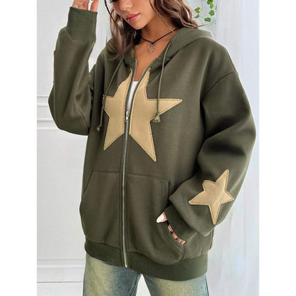 Loose-fit Hooded Cardigan Women's Jacket