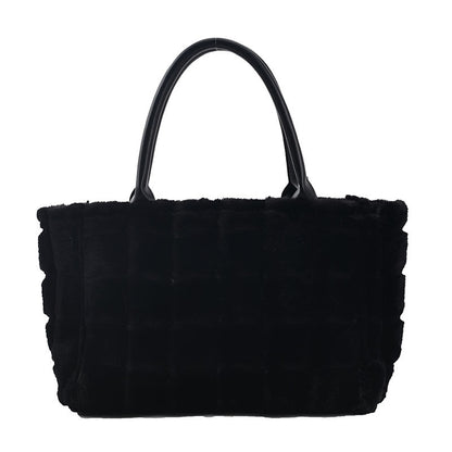 Sweet Small Square Bag Plush Plaid Portable Women