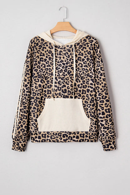 Women's Loose Retro Leopard Print Hooded Sweatshirt