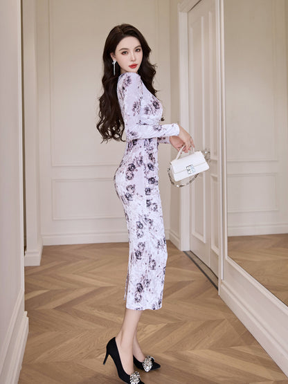 New V-neck Bottoming Mid-length Slim-fit Long Sleeve Women