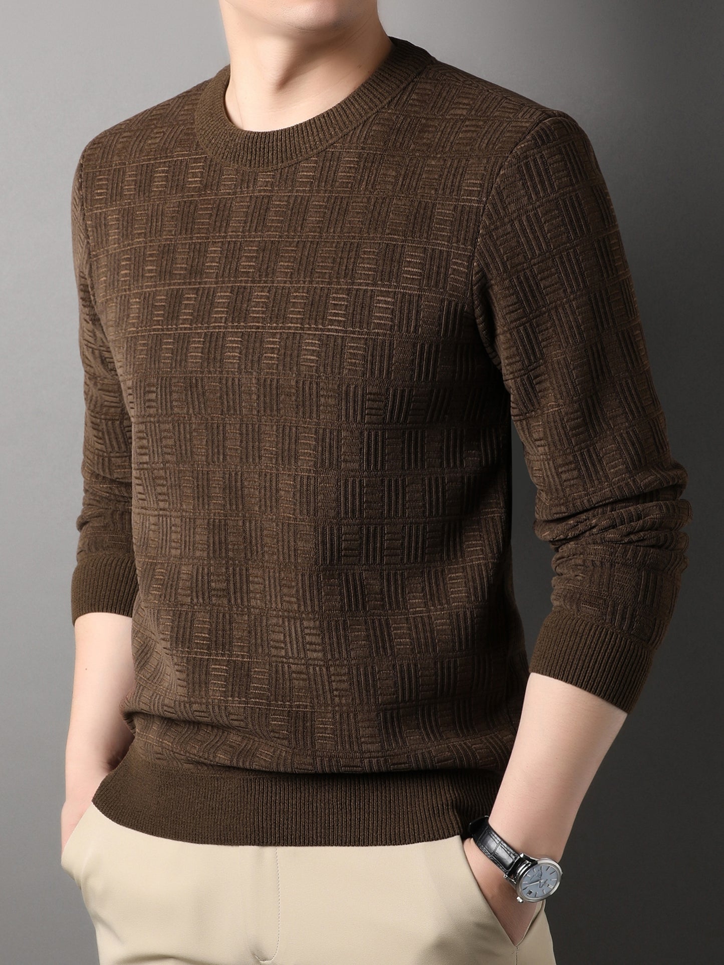Winter New Men's Casual Sweater Round Neck Plus Thick Base Warm Sweater Best Sellers