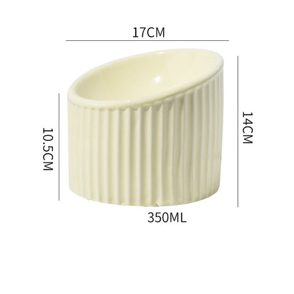 Elevated Cat Bowls Raised Cat Bowl For Indoor Cats Tilted Ceramic Elevated Food Or Water Bowls Anti Vomit Whisker Friendly Bowls Round Shape