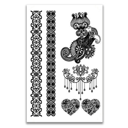 Black lace waterproof tattoo stickers