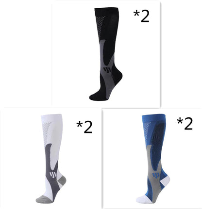Compression Long Tube Sports Socks | Anti-Fatigue Elastic Athletic Socks for Running, Cycling & Gym | Men & Women | S–7XL
