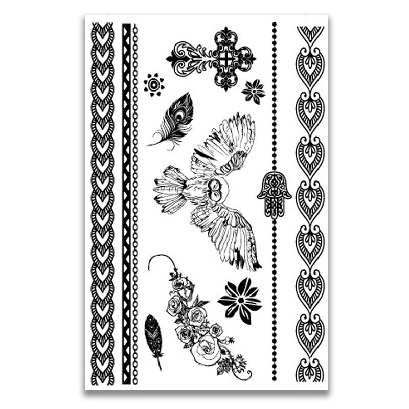 Black lace waterproof tattoo stickers