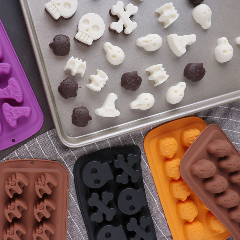 Halloween mold diy glue dripper pumpkin biscuit cake mold Candy Flip candy cookie skull skull chocolate mold