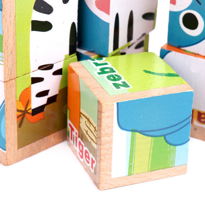 High-grade Six-face Picture Wooden Jigsaw 3D Puzzle Toys Children's Early Educational Toy Cube Jigsaw Puzzle Baby Kids Gifts