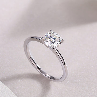 S925 Sterling Silver Moissanite Four-Prong