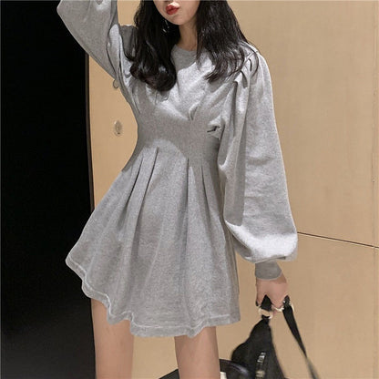 New Autumn Dress, Long-Sleeved Mid-Length A-Line Skirt, Thin And Waist