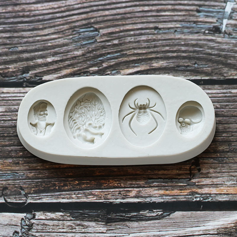 Halloween Series Flip Sugar Silicone Mold Pumpkin Ghost Skull Chocolate Cake Shape Decoration Silicone Mold