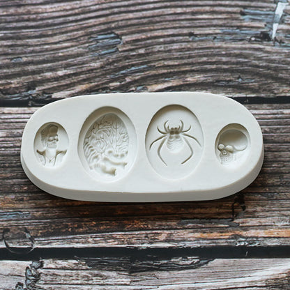 Halloween Series Flip Sugar Silicone Mold Pumpkin Ghost Skull Chocolate Cake Shape Decoration Silicone Mold