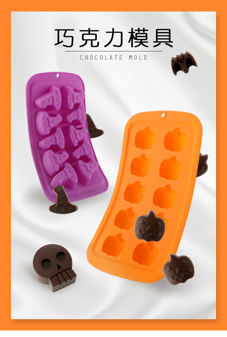 Halloween mold diy glue dripper pumpkin biscuit cake mold Candy Flip candy cookie skull skull chocolate mold