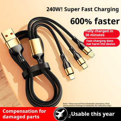 240W Super Fast Charge Suit Three-in-one Three-in-one Data Cable