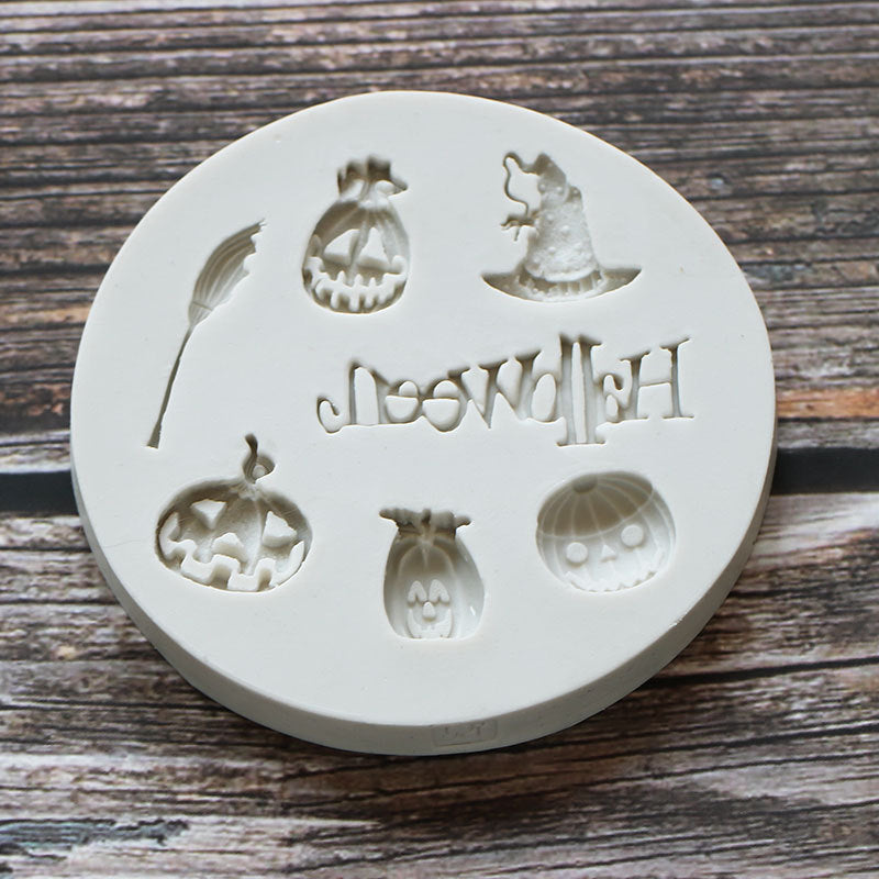 Halloween Series Flip Sugar Silicone Mold Pumpkin Ghost Skull Chocolate Cake Shape Decoration Silicone Mold