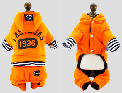 Dog Winter Thick Striped Fake Two-piece Suit