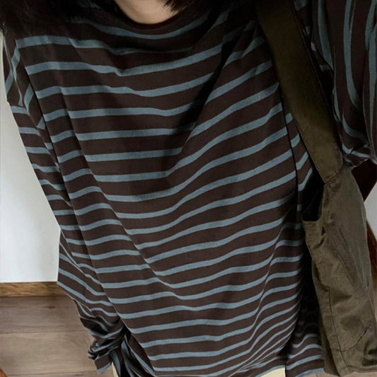 Vintage Striped Long-sleeve T-shirt Base Layer Top