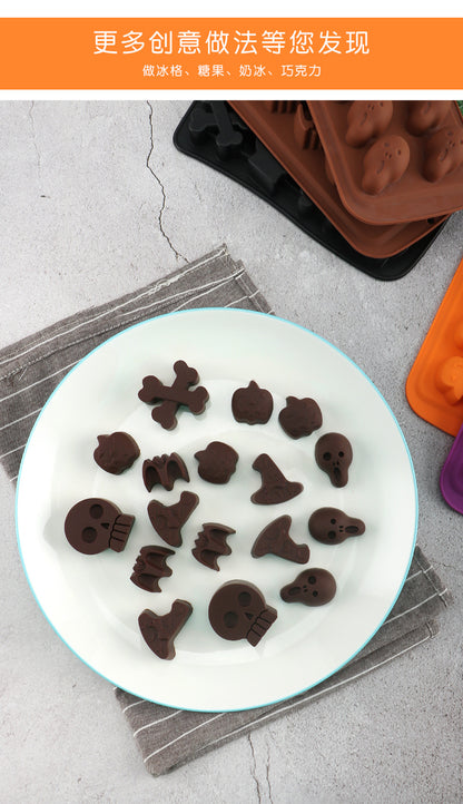 Halloween mold diy glue dripper pumpkin biscuit cake mold Candy Flip candy cookie skull skull chocolate mold