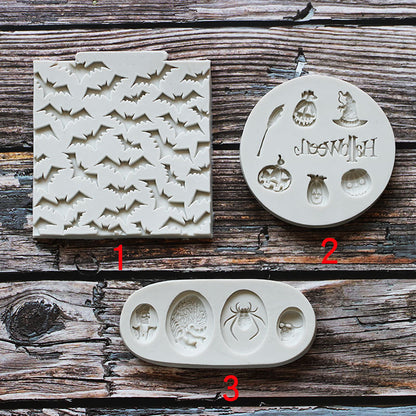 Halloween Series Flip Sugar Silicone Mold Pumpkin Ghost Skull Chocolate Cake Shape Decoration Silicone Mold