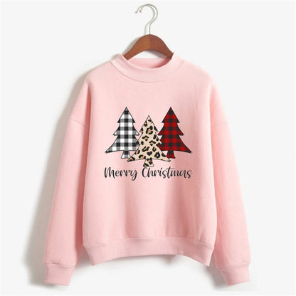 Merry christmas Merry Christmas Printed High Neck Long Sleeve Sweat Round Neck European American Amazon Foreign Trade