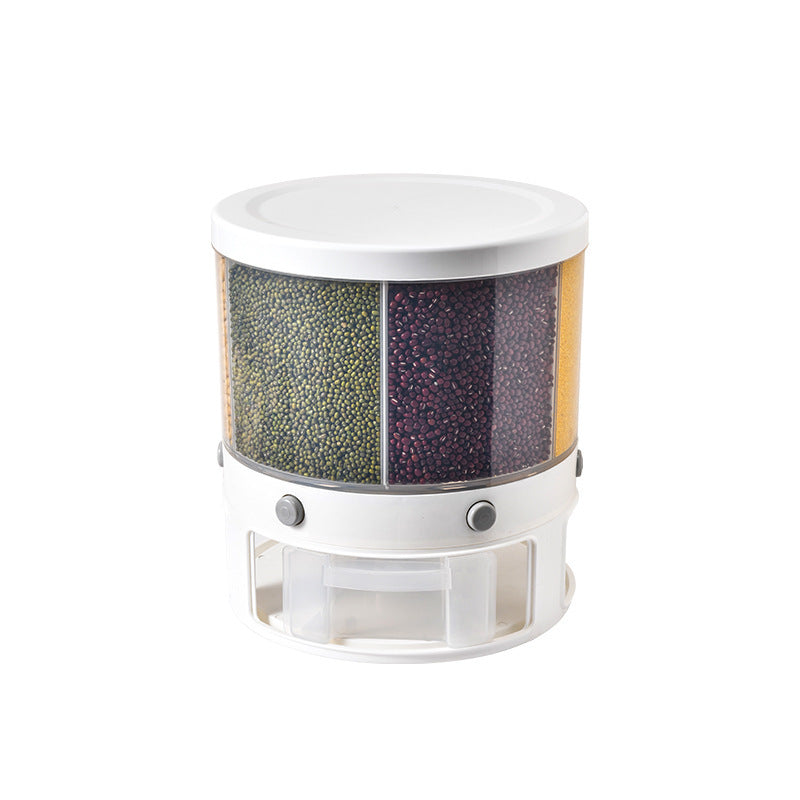 Drehbarer, multifunktionaler Reisbehälter mit Fächern zur Aufbewahrung von Lebensmitteln – Insekten- und feuchtigkeitsbeständig – ideal für den Haushalt – Aufbewahrung von Getreide