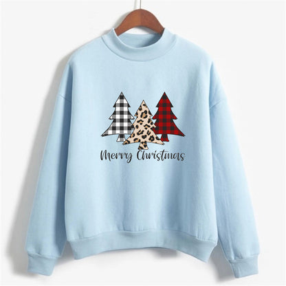 Merry christmas Merry Christmas Printed High Neck Long Sleeve Sweat Round Neck European American Amazon Foreign Trade