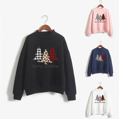 Merry christmas Merry Christmas Printed High Neck Long Sleeve Sweat Round Neck European American Amazon Foreign Trade