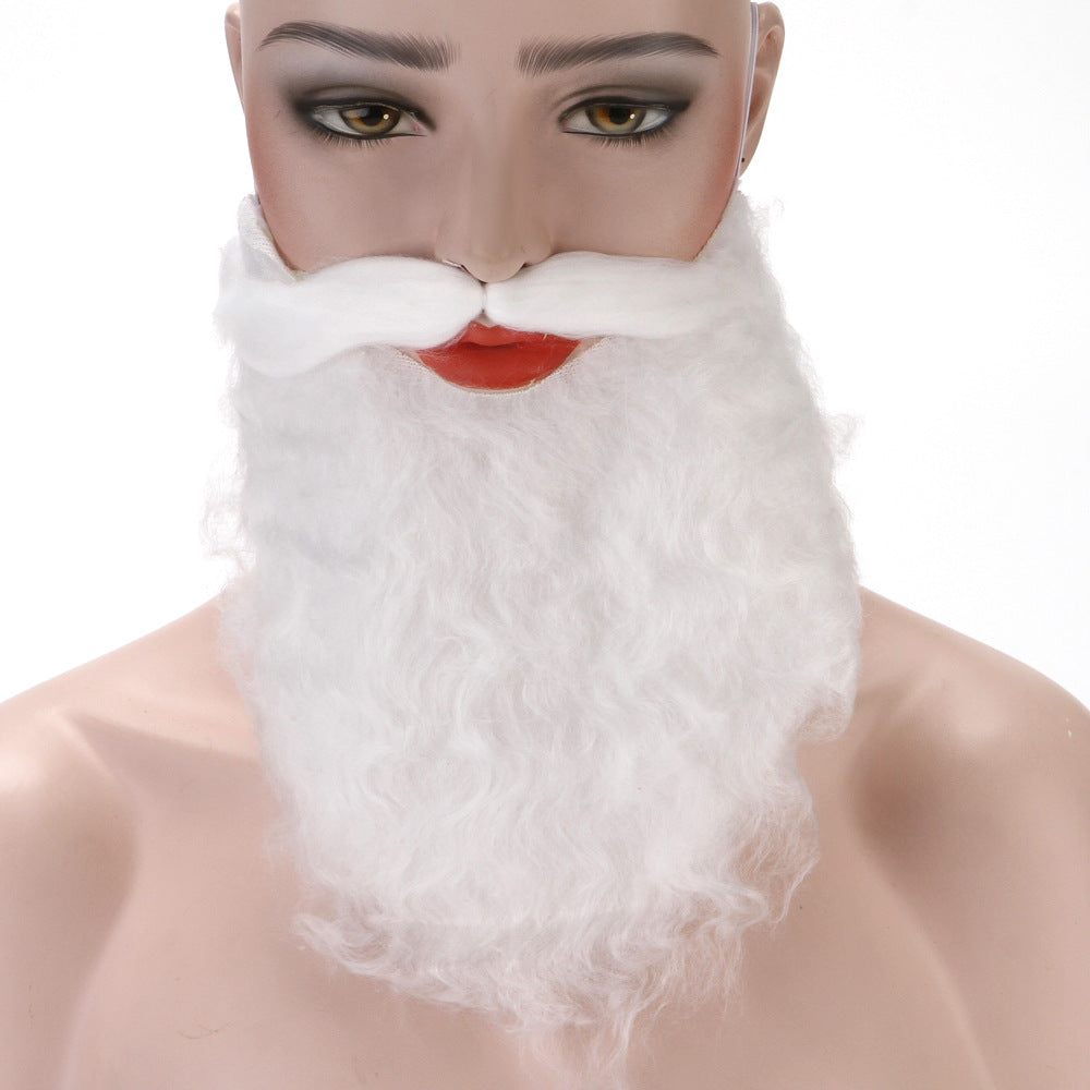 Santa Claus Handlebar Mustache White Fake Beard