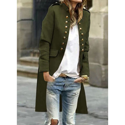 Solid Color Cardigan Jacket Fashion Slim Mid-length Trench Coat