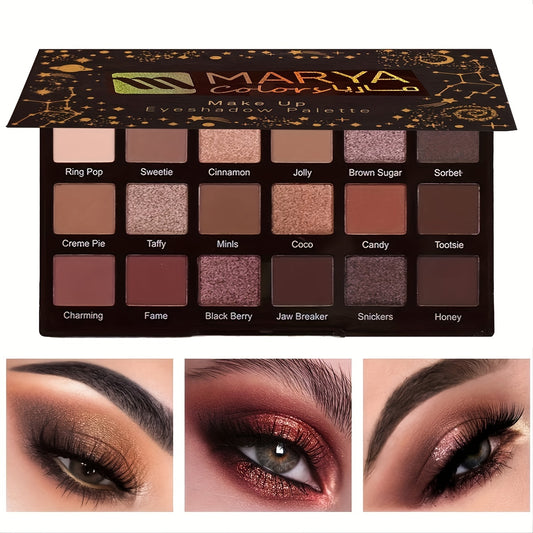Desert Dusk Eyeshadow Palette, 18 Highly Pigmented Waterproof Matte Glitter Eye Shadows Makeup Cosmetics Tool
