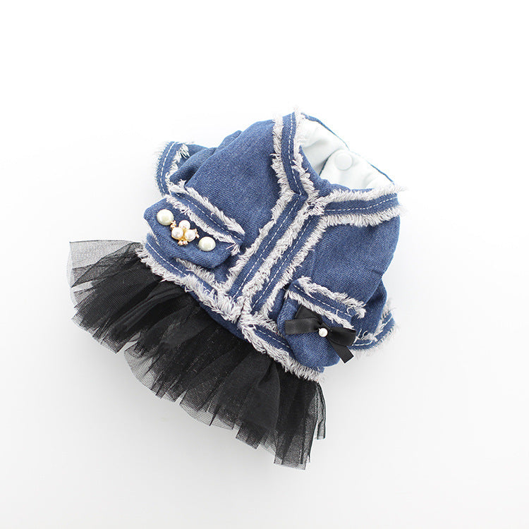 Pet small fragrant denim tutu skirt