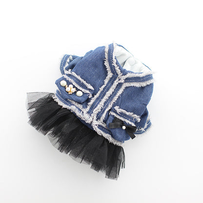 Pet small fragrant denim tutu skirt