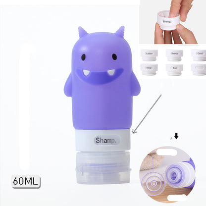 Portable Cute Cartoon Bear Penguin Animal Silicone Travel Case Organizer Shampoo Shower Gel Lotion Storage Refillable Bottle