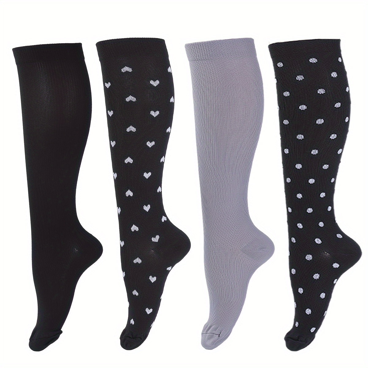 Premium Compression Socks for Men - 4 Pairs Athletic Support Stockings for Running, Travel & Recovery