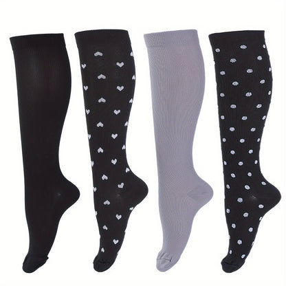 Premium Compression Socks for Men - 4 Pairs Athletic Support Stockings for Running, Travel & Recovery