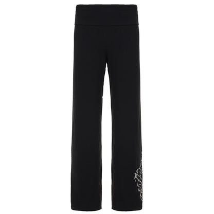 Vintage-style Personalized Printed Black Knit Pants