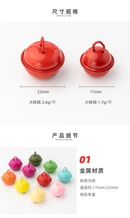 22mm Colorful Cute Small Bell Metal Pet Open-Ended Bell Handmade Material DIY Creative Accessory Iron