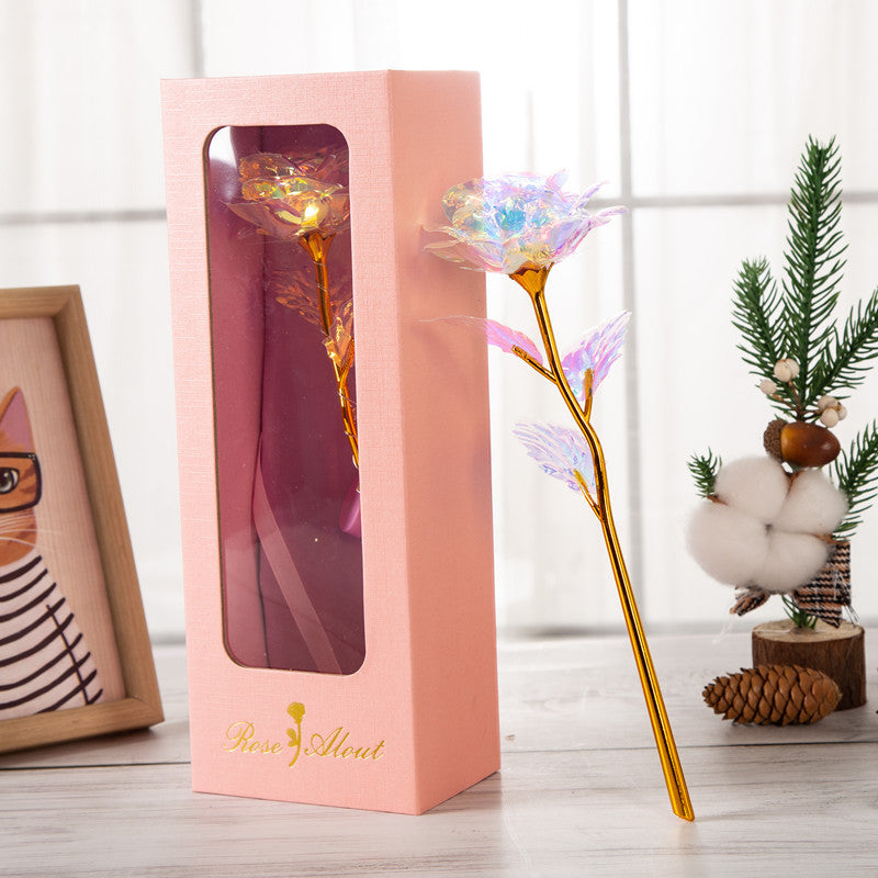 Gold Foil Rose Flower Window Gift Box For Valentine's Day