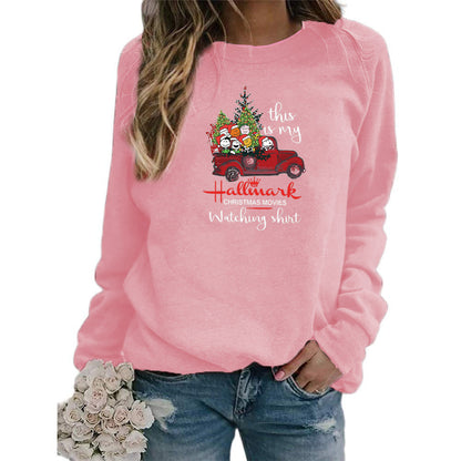 Christmas truck Merry Christmas pattern printed round neck sweater European and American autumn and winter Amazon AliExpress