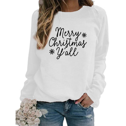 Christmas Snowflake Merry Christmas Letter Printed Round Neck Sweat Autumn and Winter Europe and America Amazon wish
